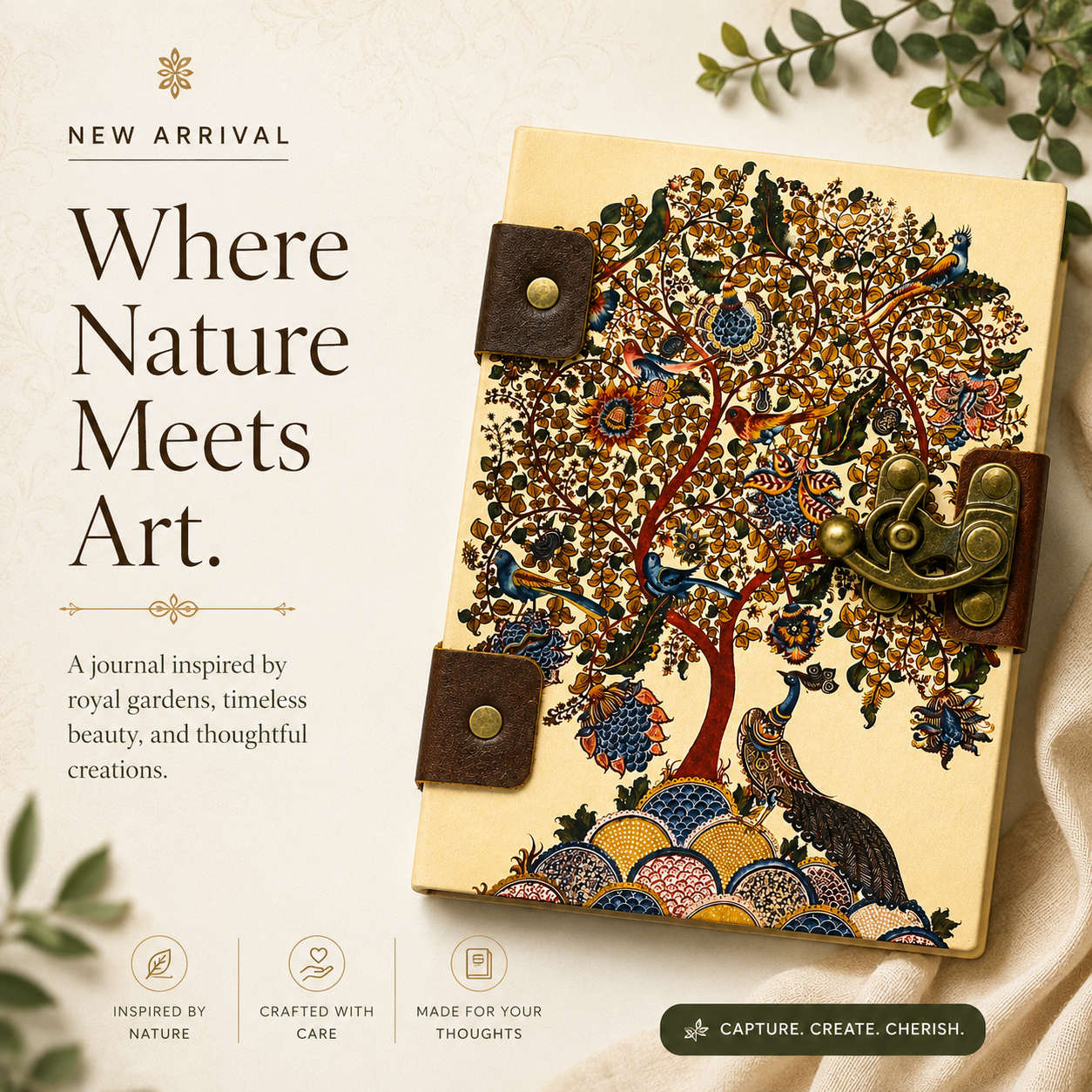 PINN KALAMKARI LEATHER PRINTED L NBK
